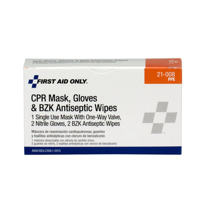 First Aid Only CPR Pack Includes Mask 2 Gloves Wipes