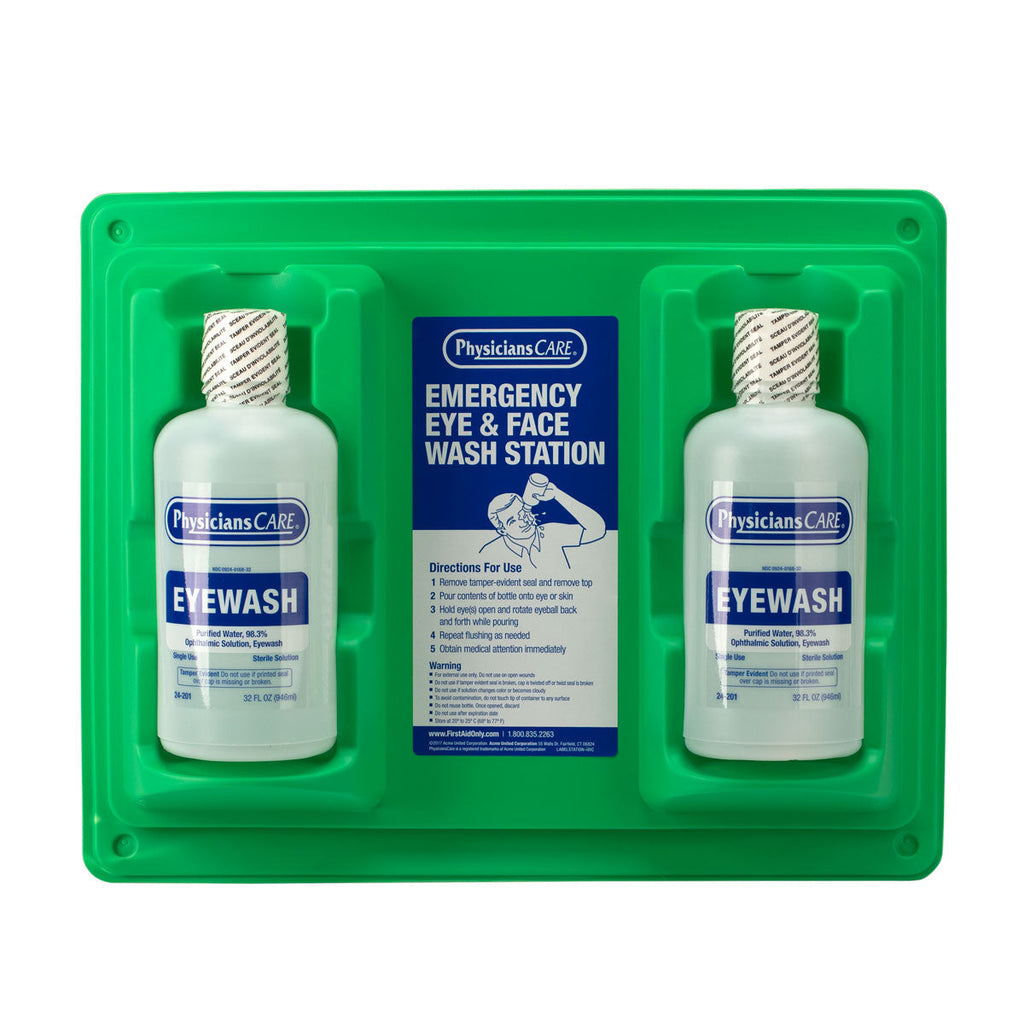 Wall Mounted Eye Wash Station With 32oz Sterile Solution First Aid ...