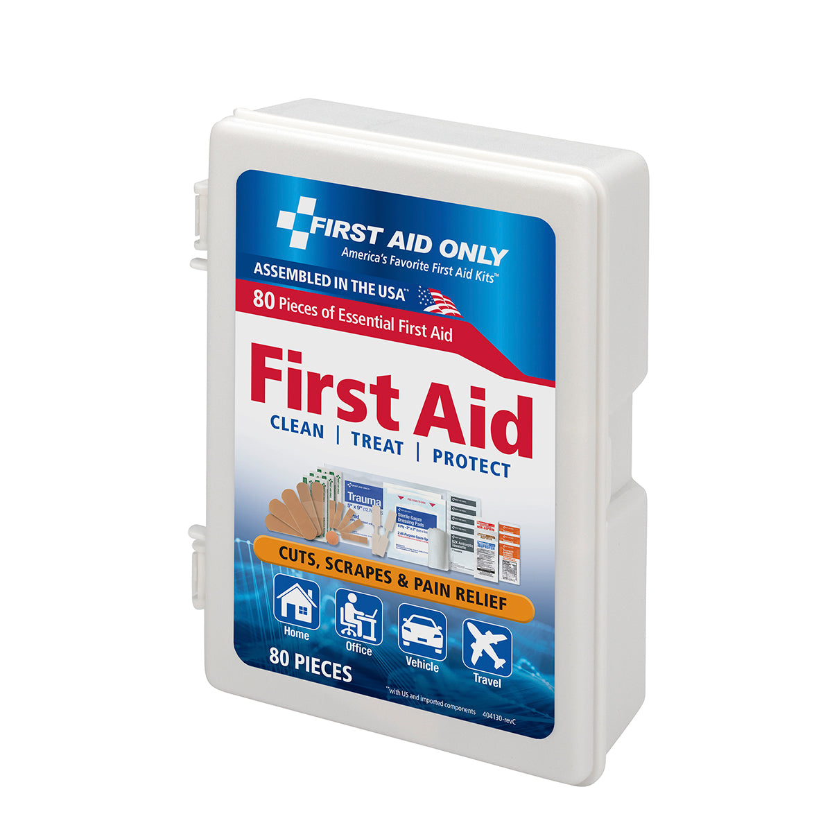 First Aid Only Kit 80 Piece Plastic Case