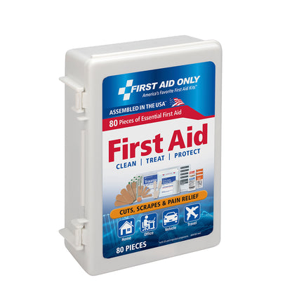 First Aid Only Kit 80 Piece Plastic Case