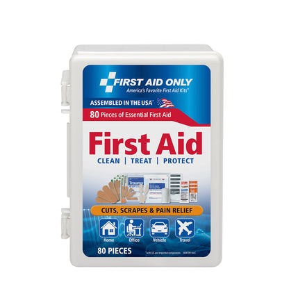 First Aid Only Kit 80 Piece Plastic Case