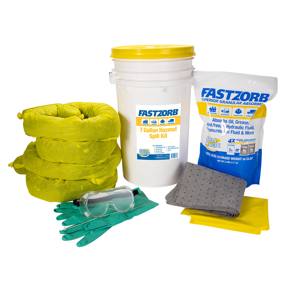 First Aid Only FASTZORB 7 Gallon Hazmat Spill Kit