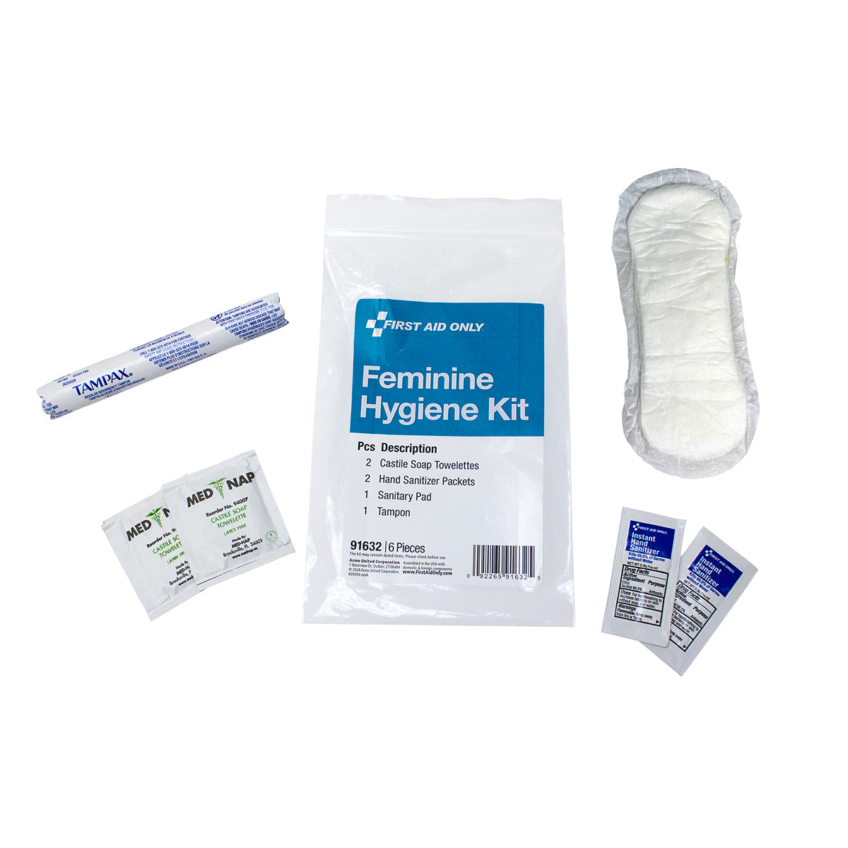 Feminine Hygiene Kit 6 Pieces - First Aid Only – firstaidonly