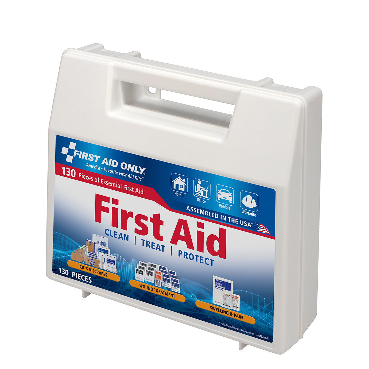 First Aid Only Kit 130 Piece Plastic Case