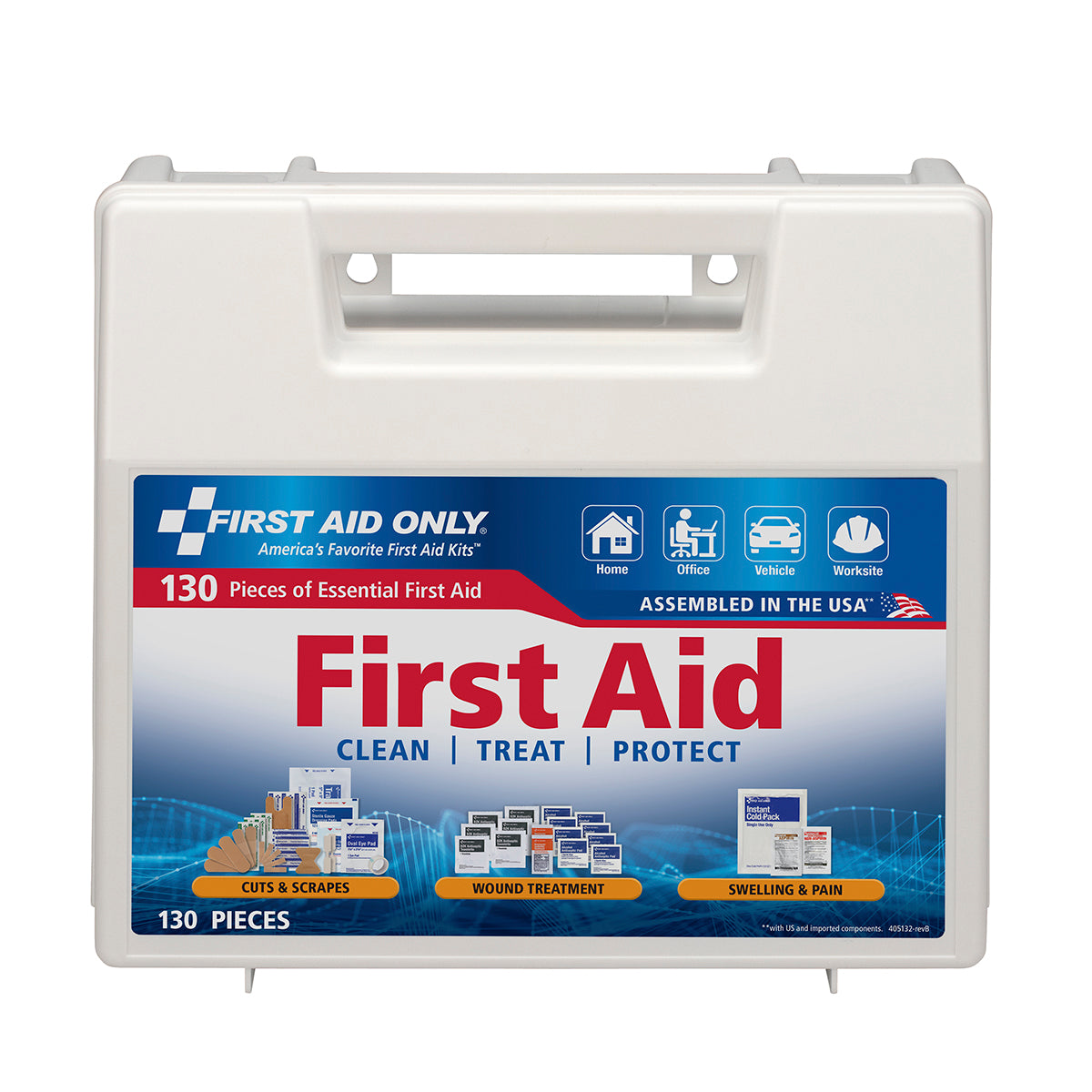 First Aid Only Kit 130 Piece Plastic Case