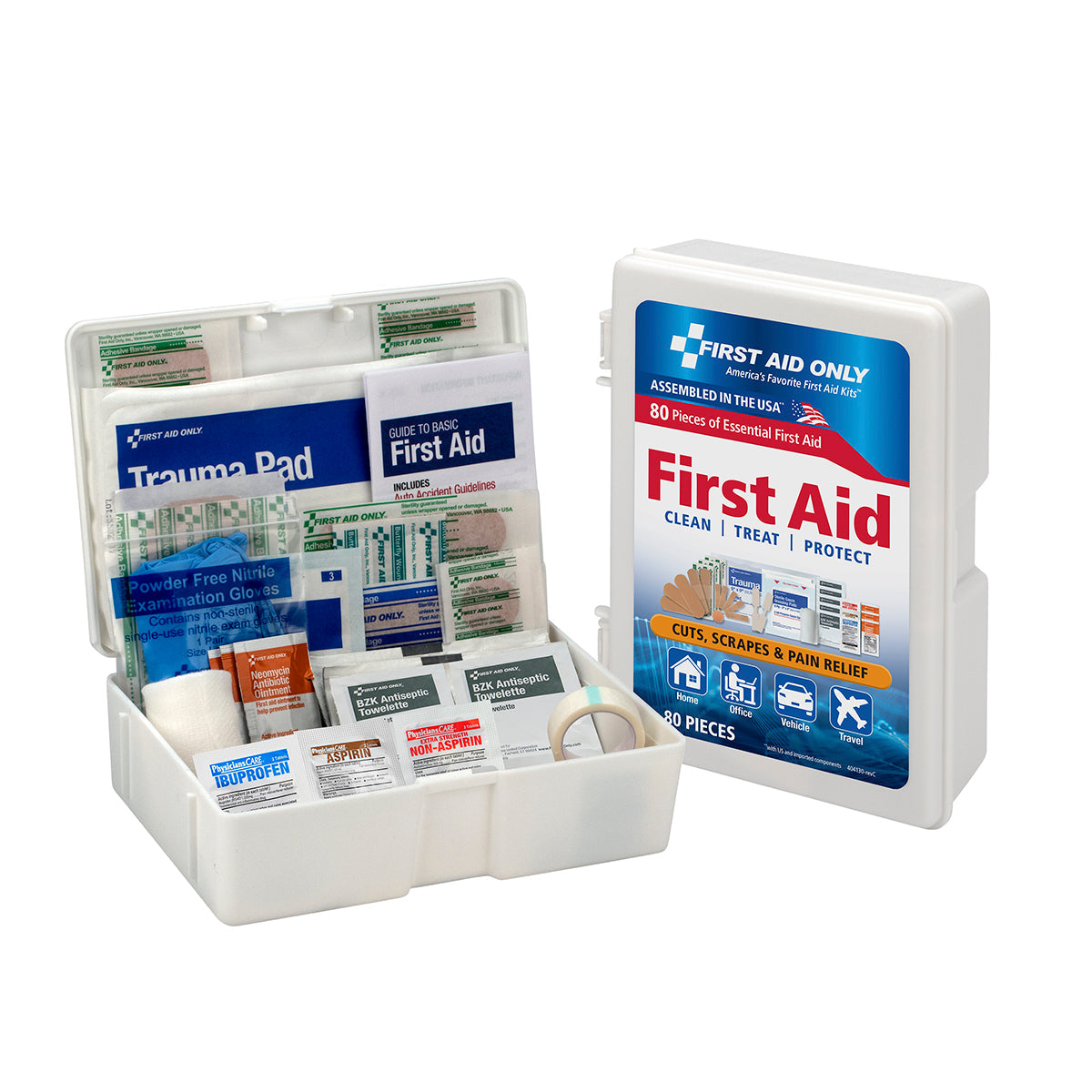 First Aid Kit 80 Piece Plastic Case - First Aid Only – firstaidonly