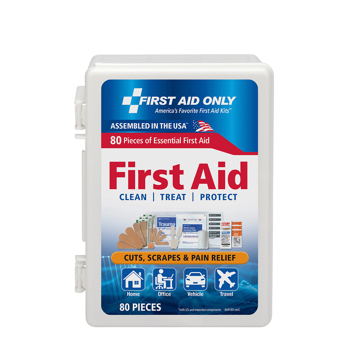 First Aid Only Kit 80 Piece Plastic Case