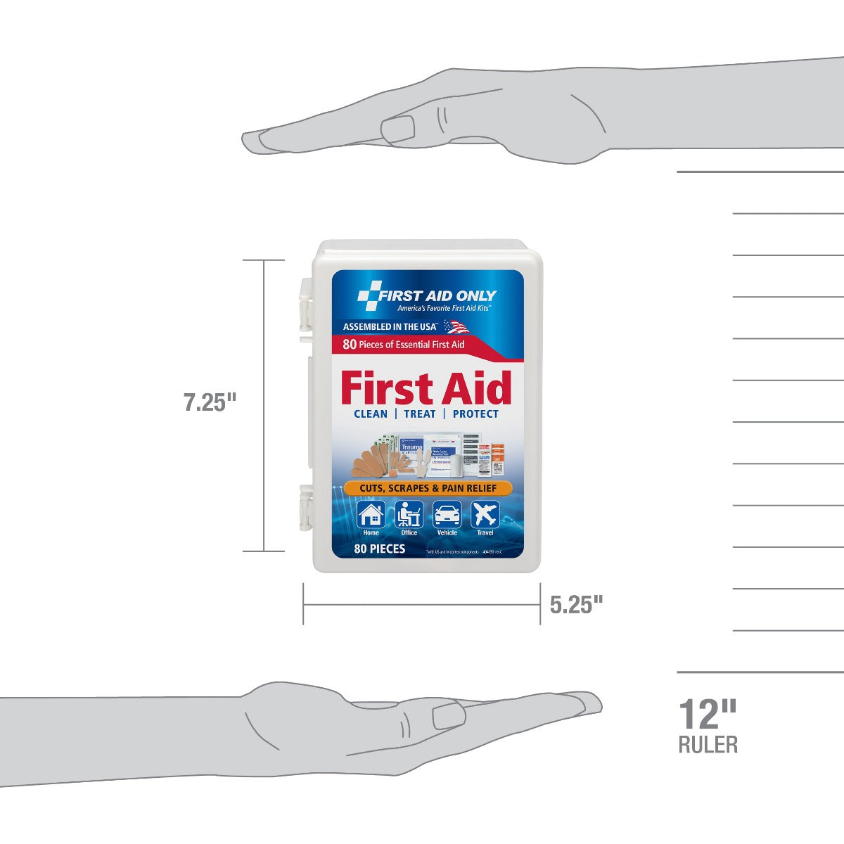 First Aid Only Kit 80 Piece Plastic Case