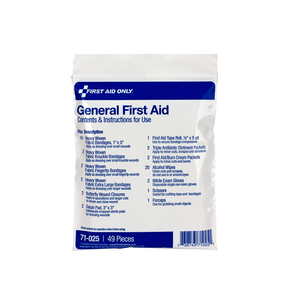 First Aid Only Triage Pack - General (without meds)