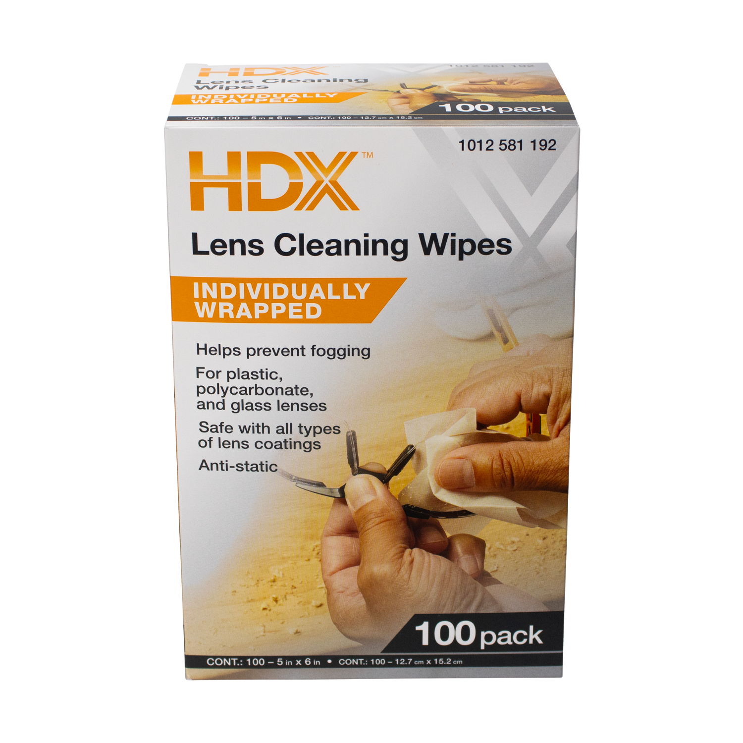 First Aid Only HDX 100-count Lens Wipes 6 in a PDQ tray