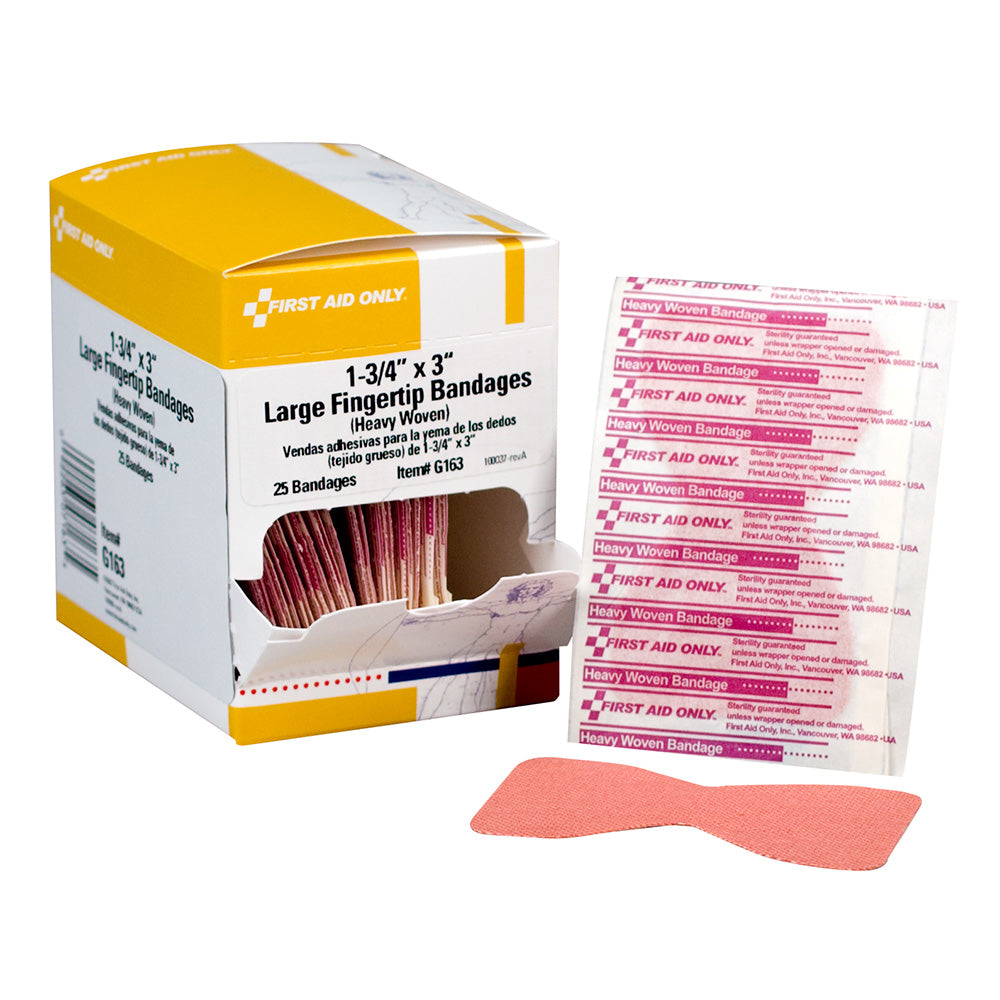 First Aid Only Heavy Woven Extra Large Fingertip Bandages 25 Per Box
