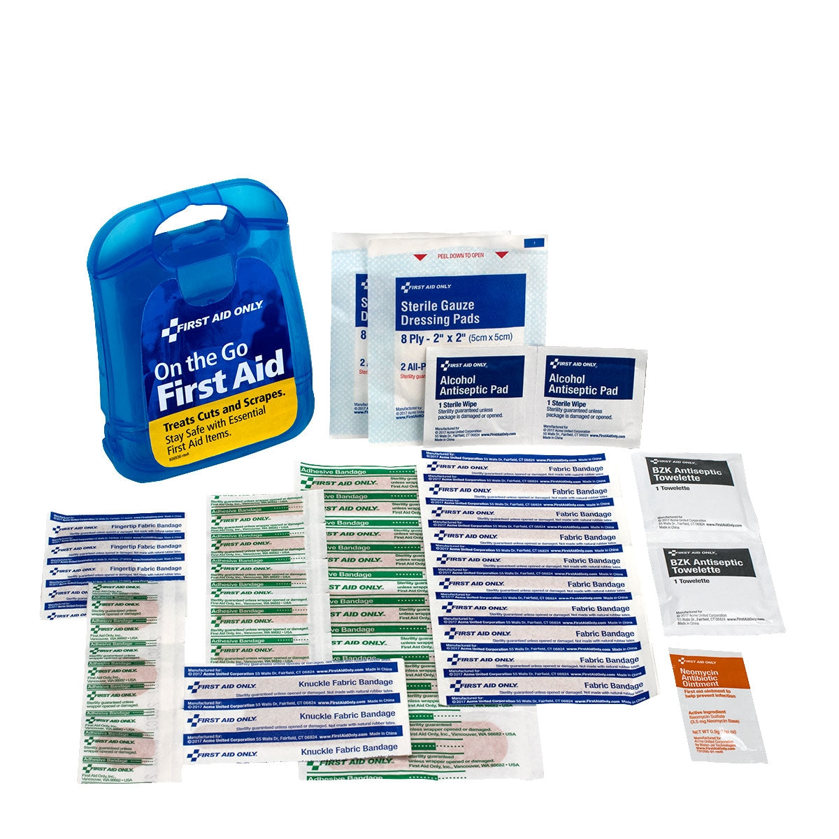 Mini Clear Blue Plastic 29-piece First Aid Kit - First – firstaidonly