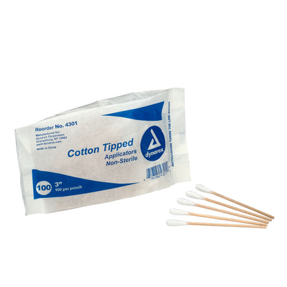 First Aid Only Non-Sterile Cotton Tipped Applicators 3’’ Wood Shaft 100 Per Bag