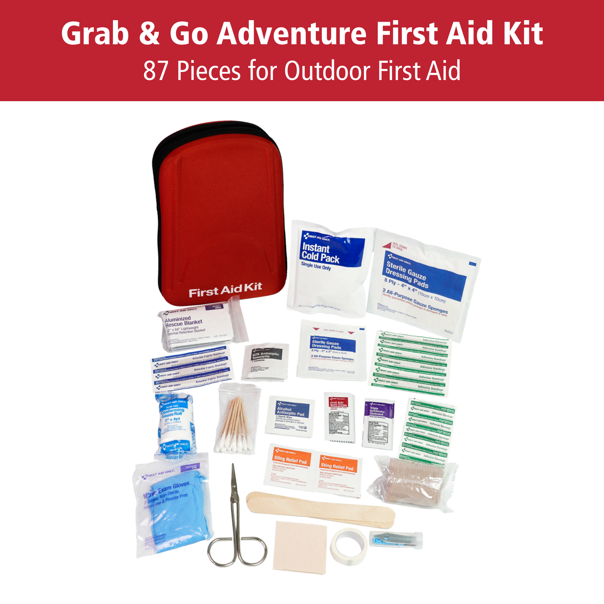 First Aid Only Pac Kit 87 Piece Grab & Go Adventure