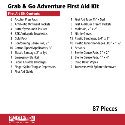 First Aid Only Pac Kit 87 Piece Grab & Go Adventure