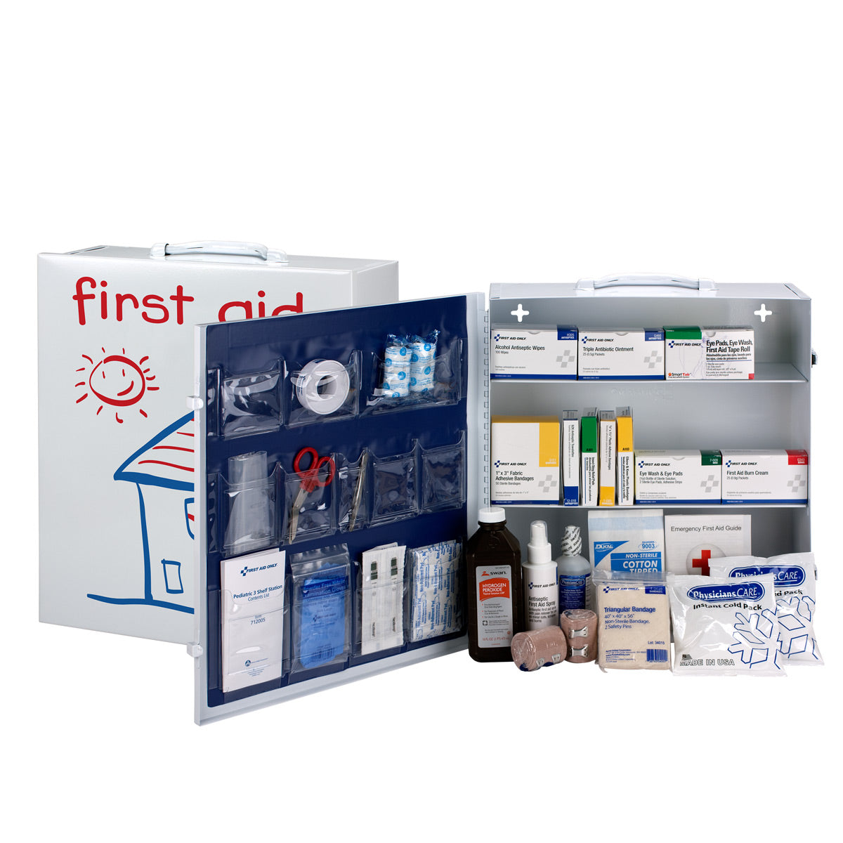 First Aid Only Pediatric 3 Shelf Metal Station