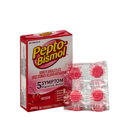 First Aid Only Pepto Bismol Package of 30 Chewable Tablets Original Flavor