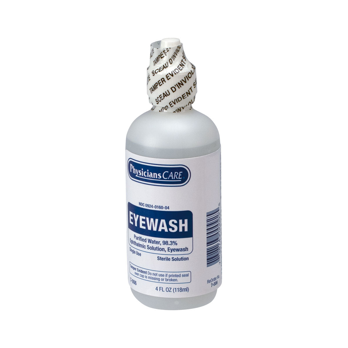 First Aid Only PhysiciansCare Eye Wash Solution Sterile Isotonic Buffered for Flushing & Irrigating Eyes 4-oz Bottle