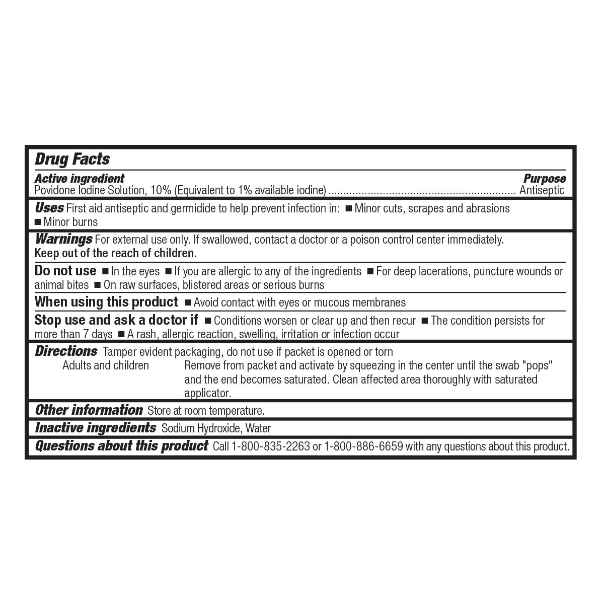 First Aid Only PVP Iodine Swabs 10 Per Box