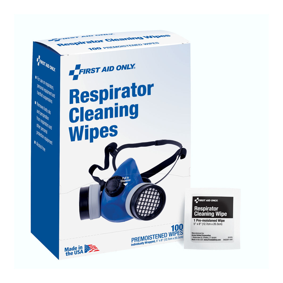 First Aid Only Respirator Cleaning Wipes 100 Count