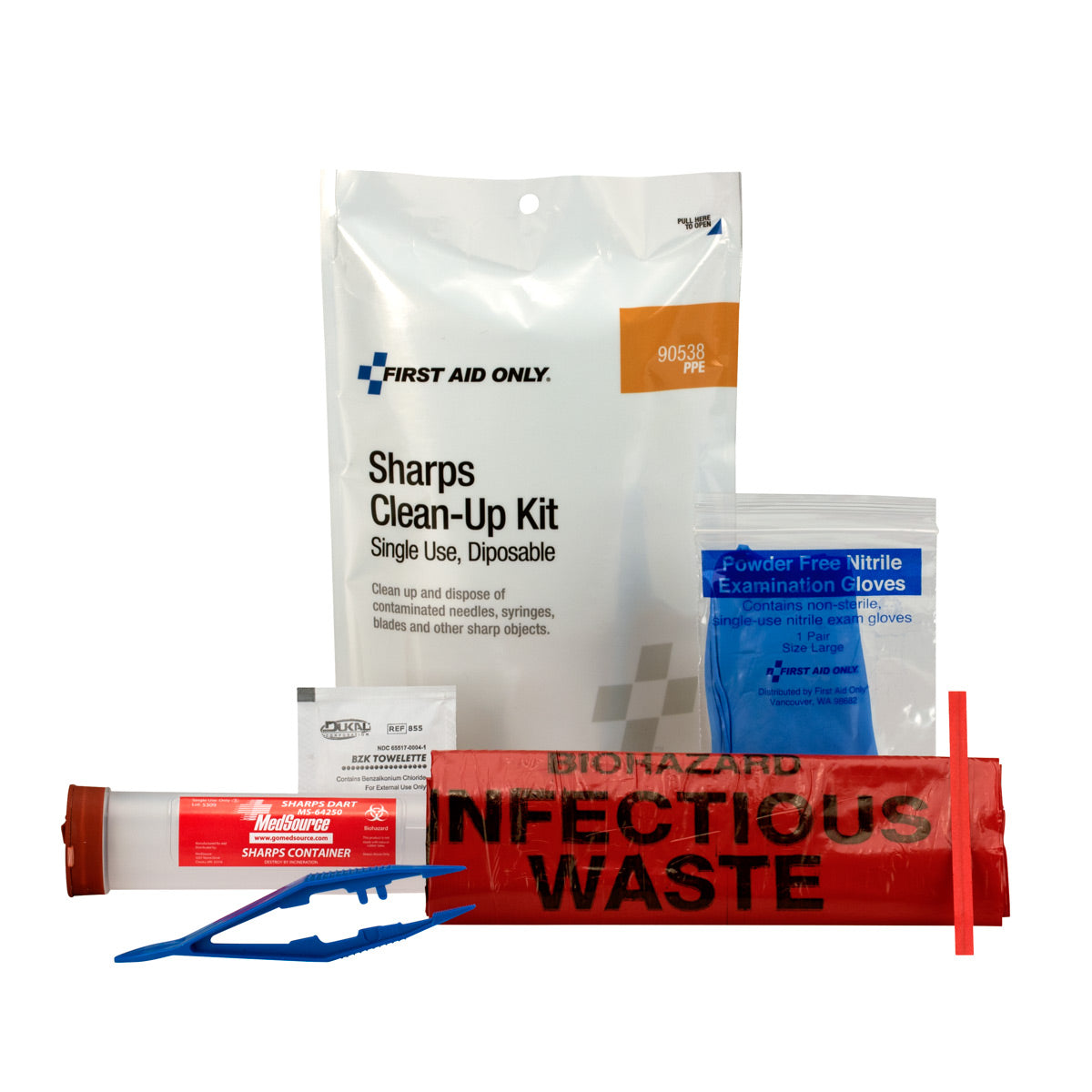 First Aid Only Sharps Clean Up Kit Single Use Pack