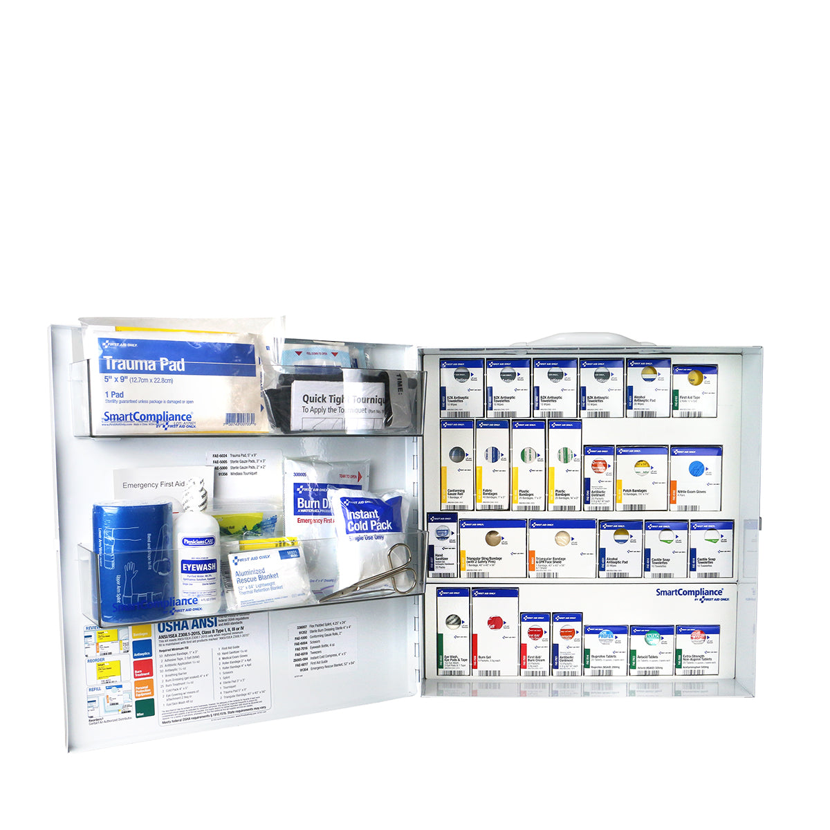 First Aid Only SmartCompliance Large ANSI 2021 B Metal Cabinet with Medications for Food Service