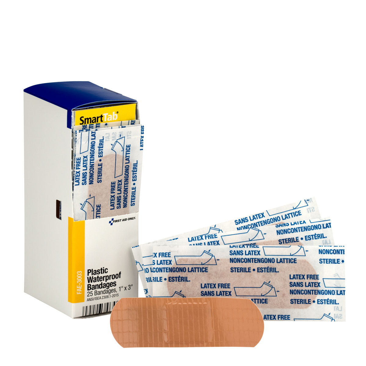 First Aid Only SmartCompliance Refill 1’’ x 3’’ Adhesive Plastic Waterproof Bandages 25 Per Box