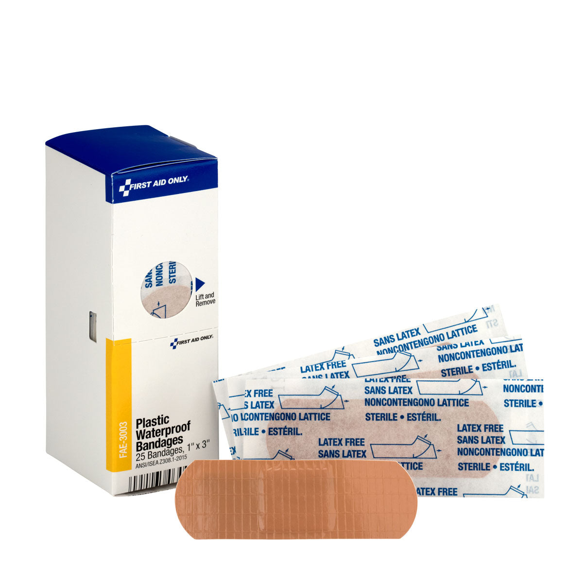 First Aid Only SmartCompliance Refill 1’’ x 3’’ Adhesive Plastic Waterproof Bandages 25 Per Box