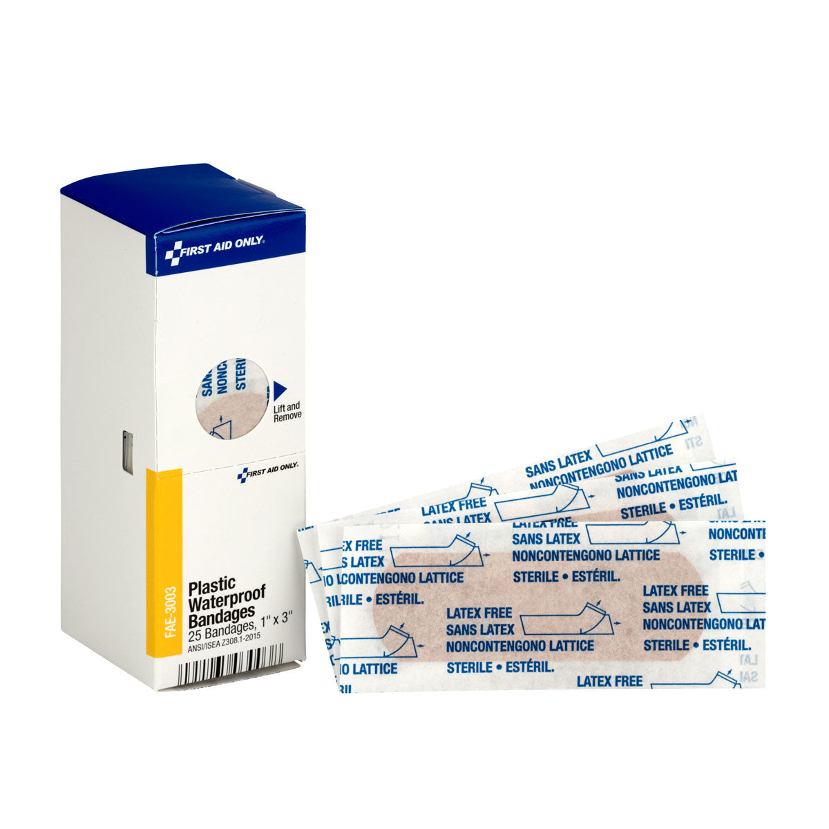 First Aid Only SmartCompliance Refill 1’’ x 3’’ Adhesive Plastic Waterproof Bandages 25 Per Box