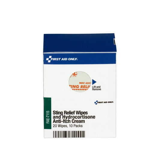 First Aid Only SmartCompliance Refill 20 Sting Relief Wipes & 10 Hydrocortisone Cream Packets per Box