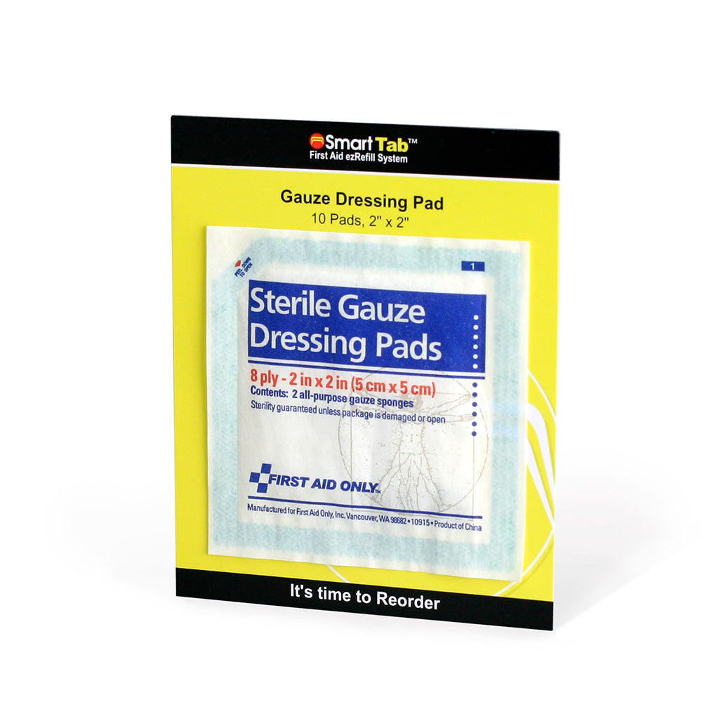 First Aid Only SmartCompliance Refill 2’’x2’’ Sterile Gauze Pads 10 Per Bag