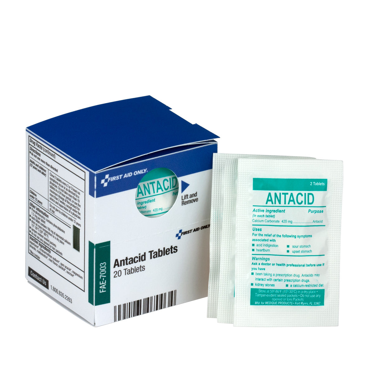 First Aid Only SmartCompliance Refill Antacid 2 Tablets per Packet 10 Packets Box