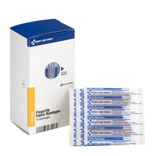 First Aid Only SmartCompliance Refill Fabric Fingertip Bandages 10 Per Box