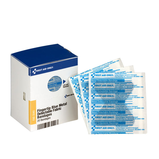 First Aid Only SmartCompliance Refill Fingertip Blue Metal Detectable Bandages 20 Per Box
