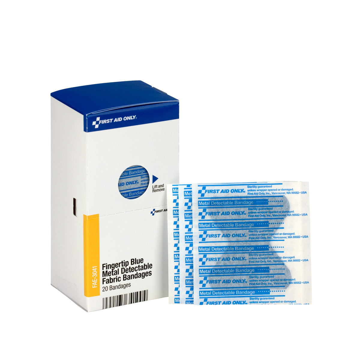 First Aid Only SmartCompliance Refill Fingertip Blue Metal Detectable Bandages 40 Per Box