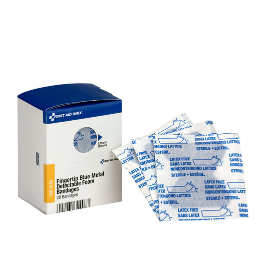 First Aid Only SmartCompliance Refill Fingertip Foam Blue Metal Detectable Bandages 20 Per Box