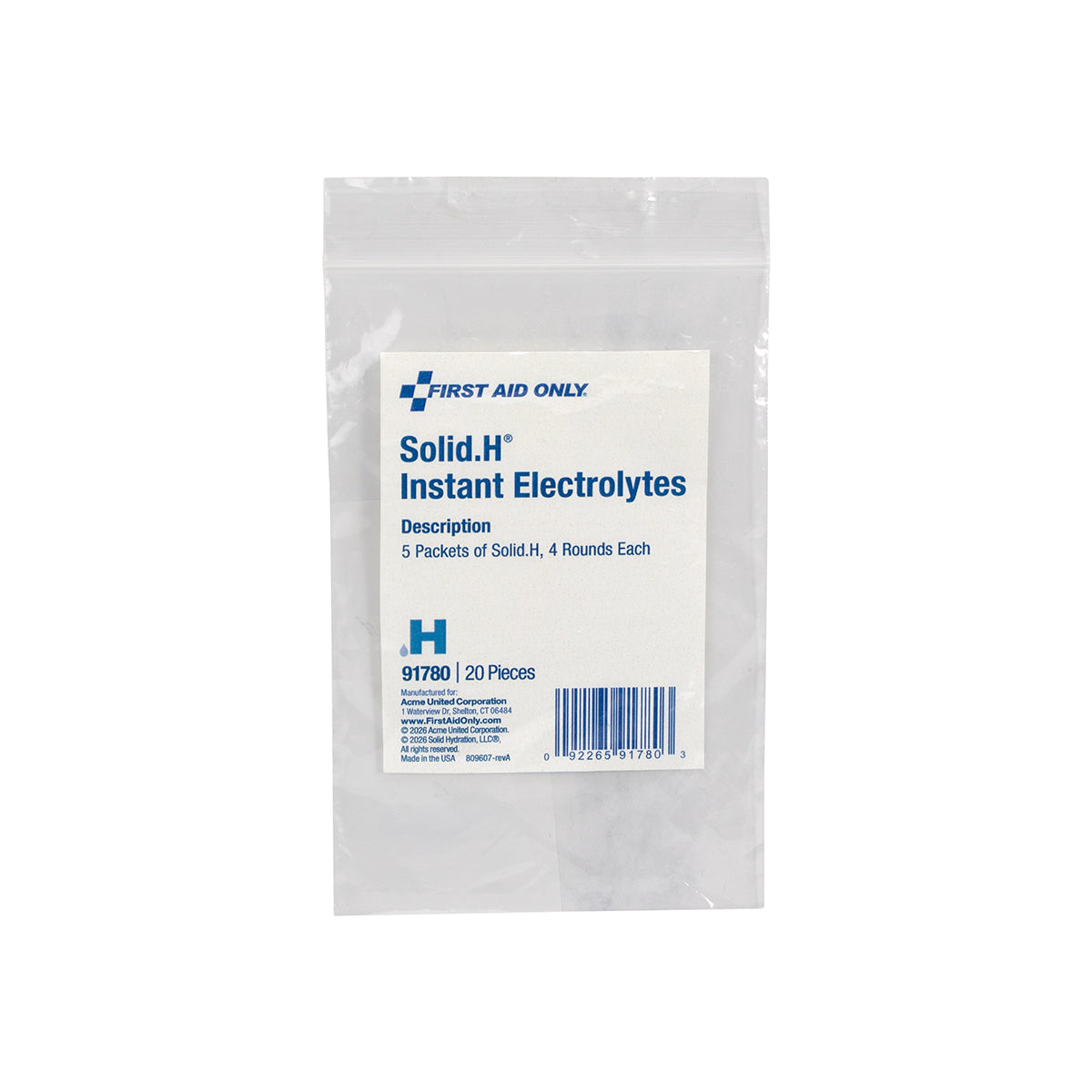 First Aid Only SOLID.H Instant Electrolytes 20 Count