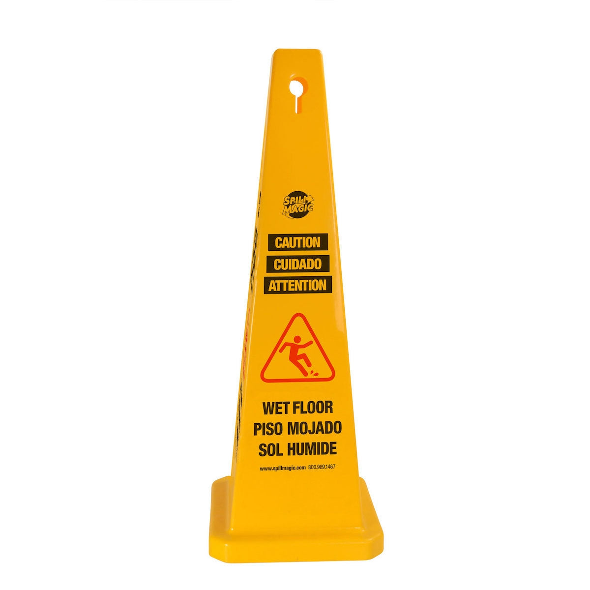 First Aid Only Spill Magic 35’’ 4-Sided Pylon Cone Yellow