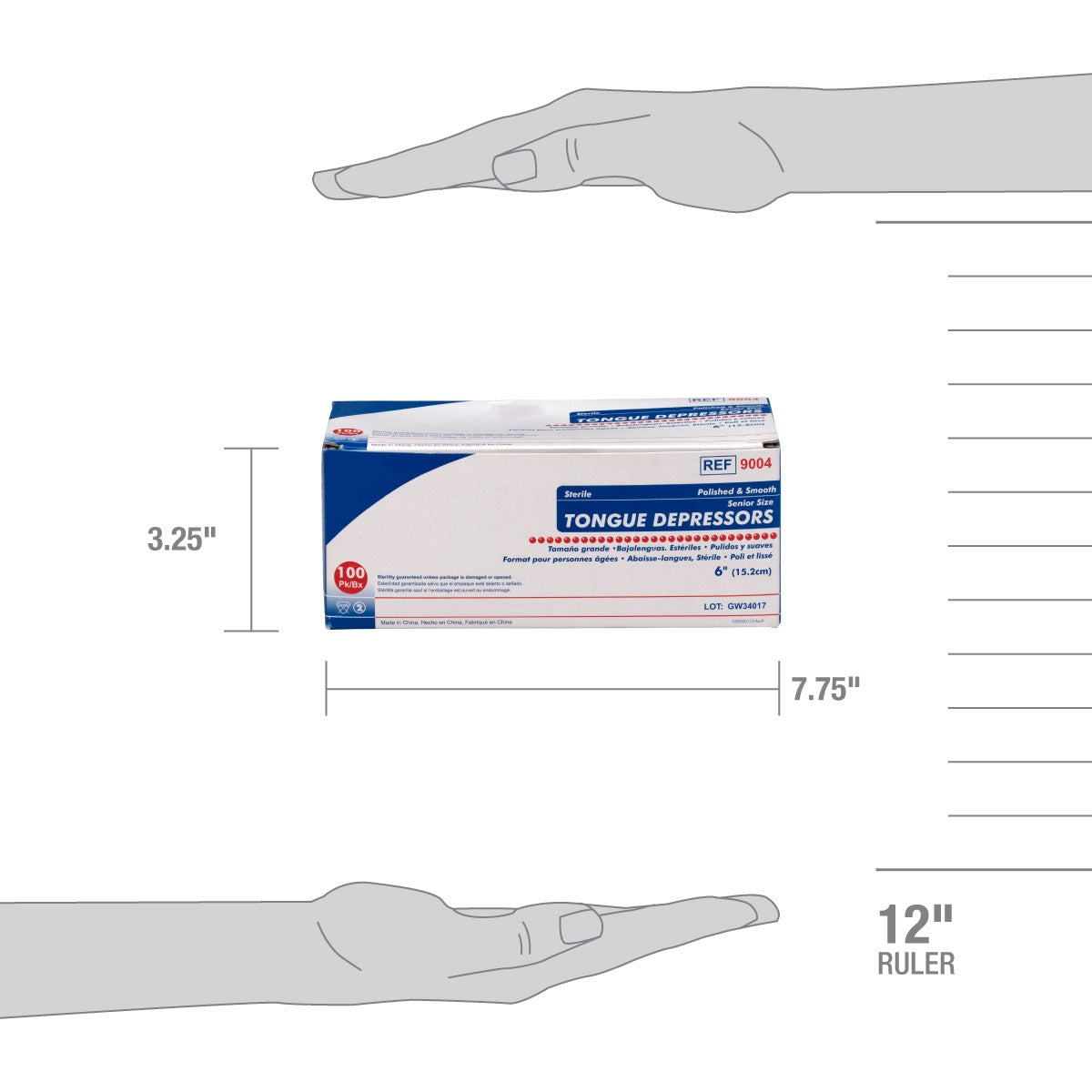 First Aid Only Sterile Tongue Depressors 6’’ 100 Per Box