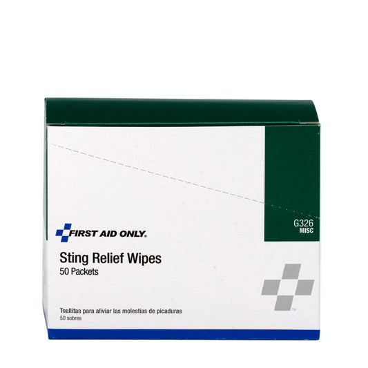 First Aid Only Sting Relief Wipes 50 Per Box