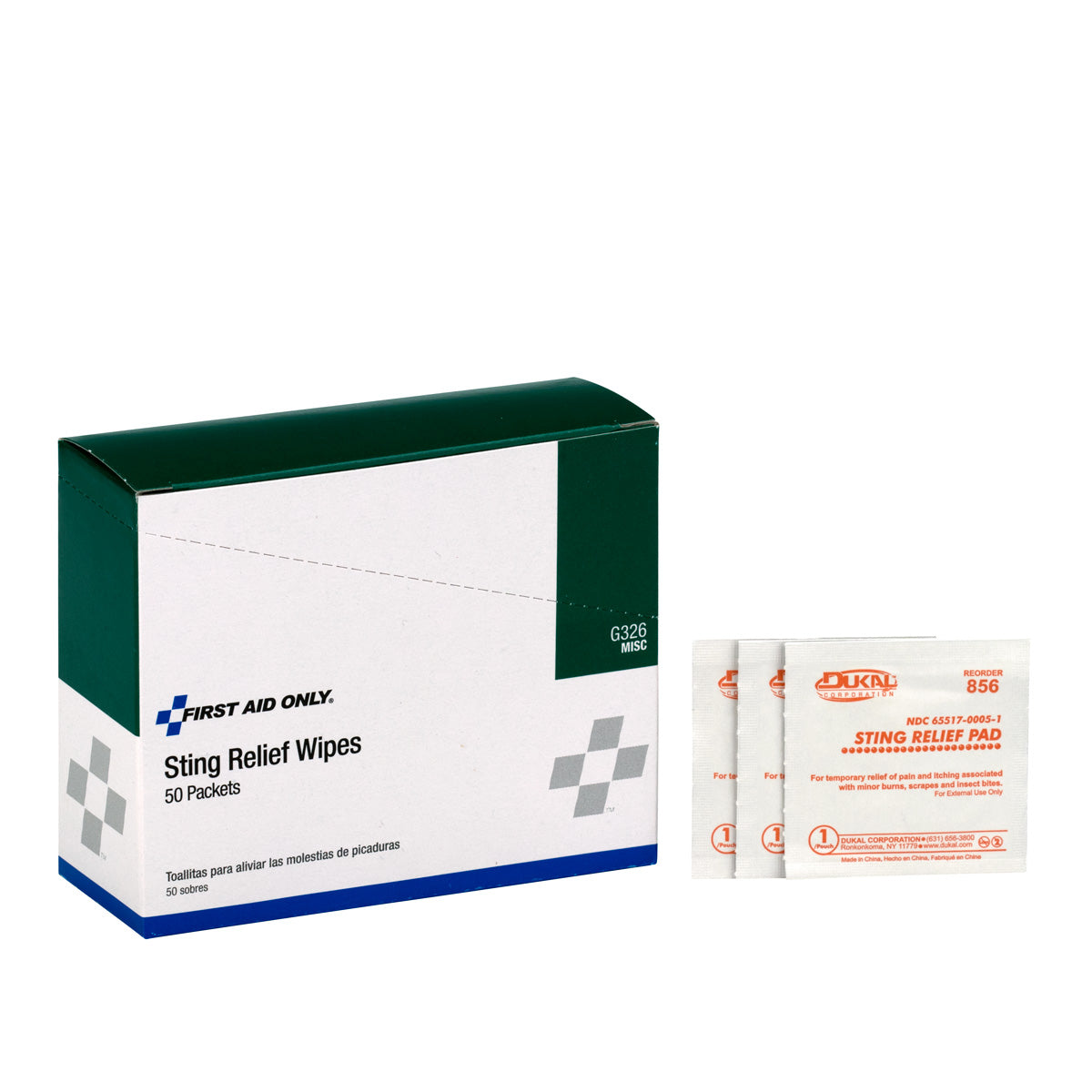 First Aid Only Sting Relief Wipes 50 Per Box