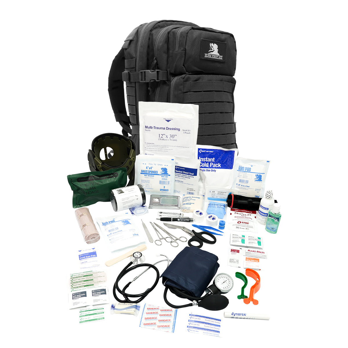 First Aid Only Tactical Trauma Advanced Backpack with Bleeding Control - Black