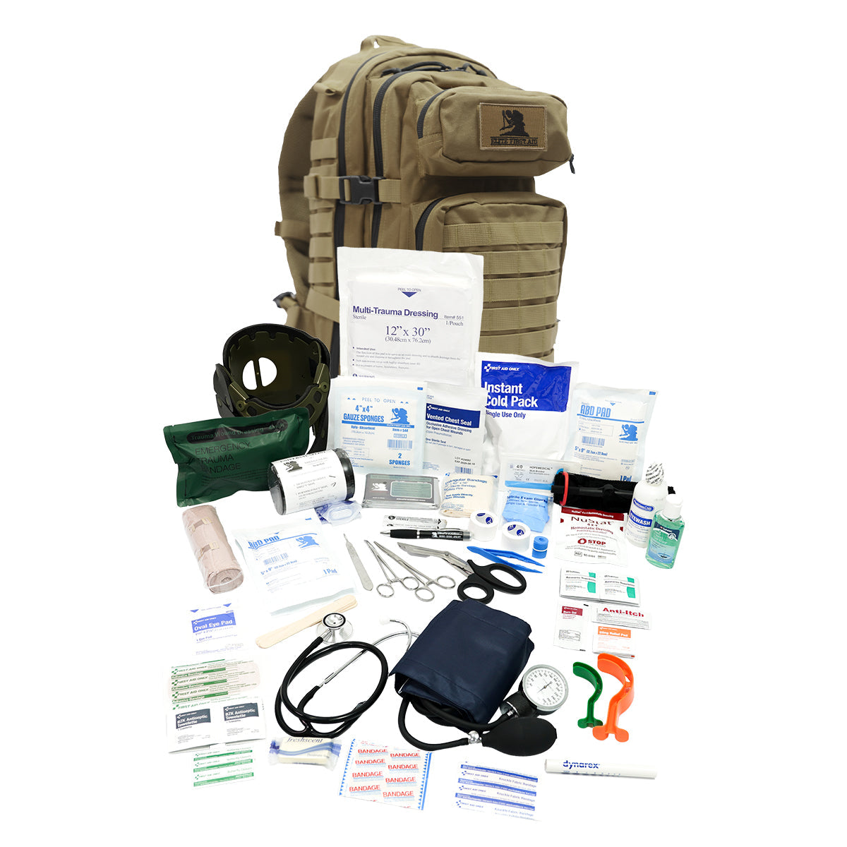 First Aid Only Tactical Trauma Advanced Backpack with Bleeding Control - Tan