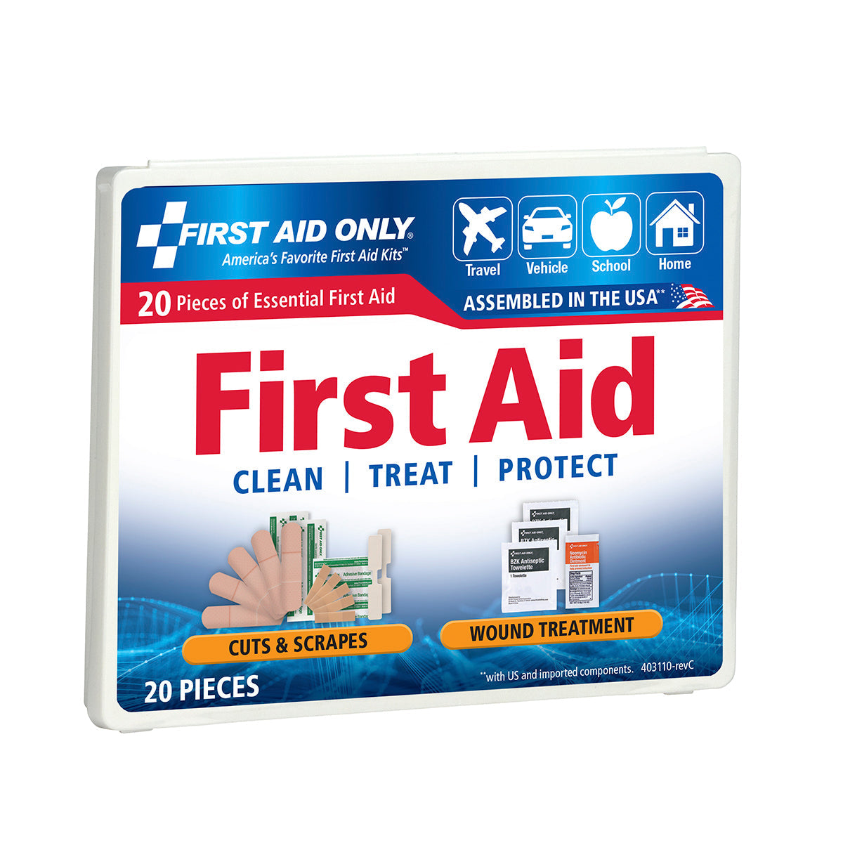 First Aid Only Travel Kit 20 Piece Plastic Case