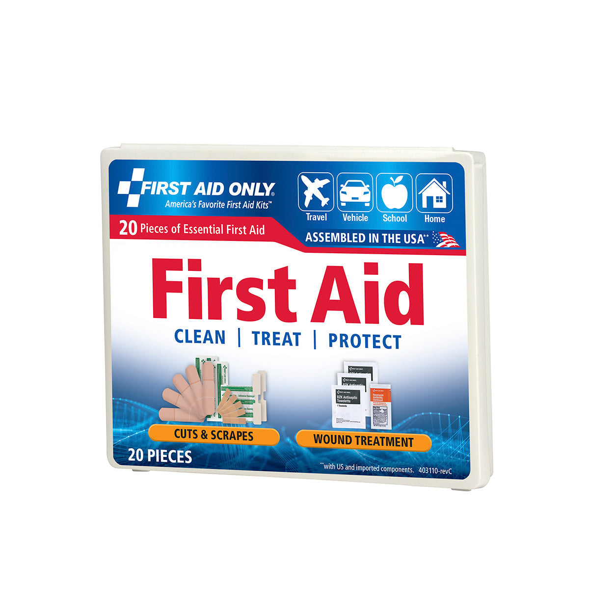 First Aid Only Travel Kit 20 Piece Plastic Case