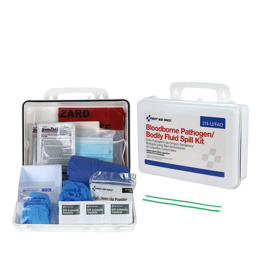 First Aid Only Wall-mount Bloodborne Pathogen (BBP) and Bodily Fluid Spill Kit in Plastic Carry Case OSHA 24 Pieces